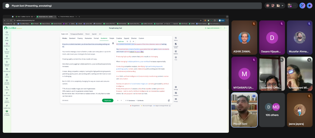 Online Training Session on QuillBot Premium