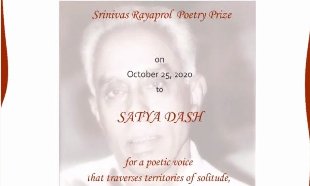 Satya Dash receives the Srinivas Rayaprol Poetry Prize 2020