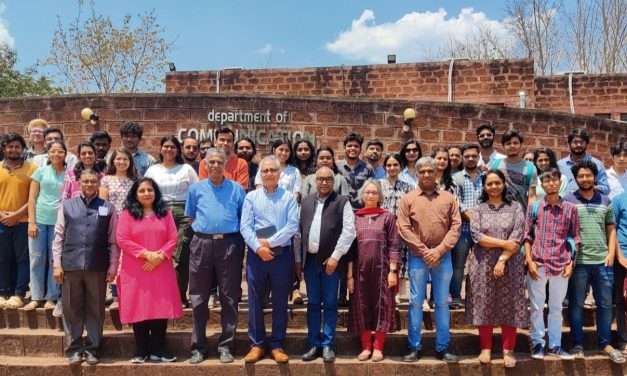 Vijay Joshi, CEO of Press Trust of India (PTI) interacts with students of S.N School