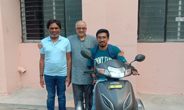 ECDAP hands over a three-wheeler scooter to Harsh Raj