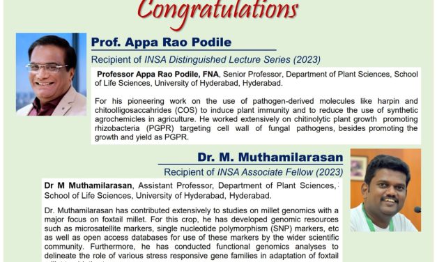 INSA honours Prof. Appa Rao Podile and Dr. M. Muthamilarasan