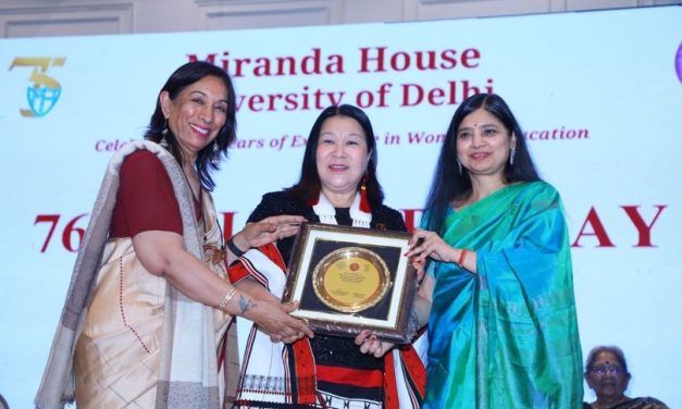 Prof. Ajailiu Niumai awarded as an Outstanding Alumni of Miranda House, Delhi University