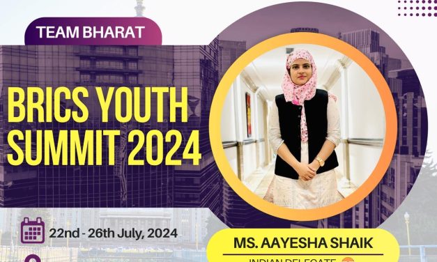 Shaik Aayesha selected for BRICS Youth summit 2024