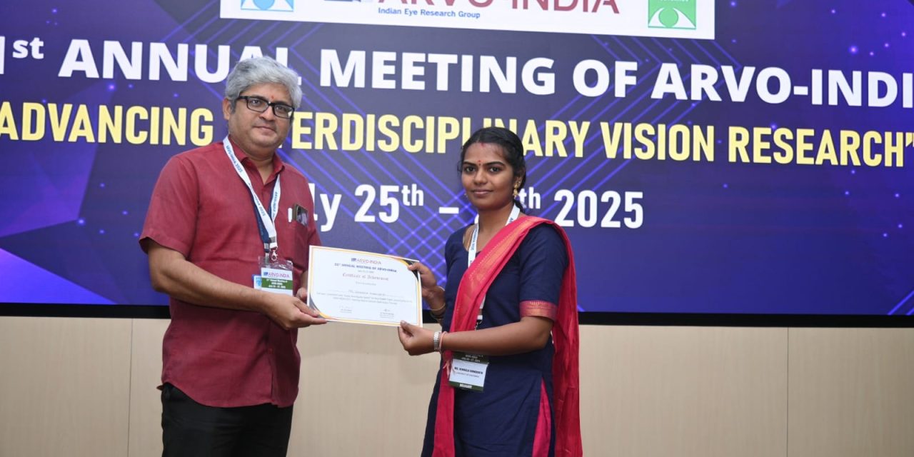 Vennela Vankudoth presents paper at Sankara Nethralaya