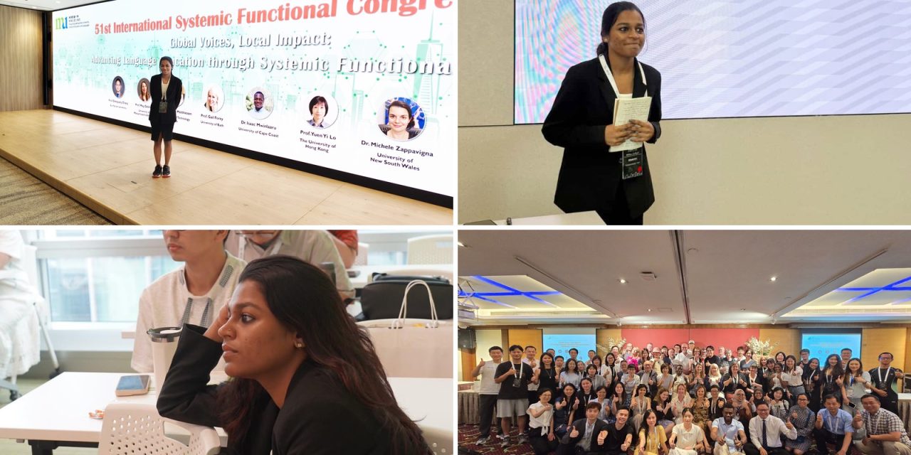 Sthuthi M V presents Research paper at the 51st International Systemic Functional Congress, Hong Kong