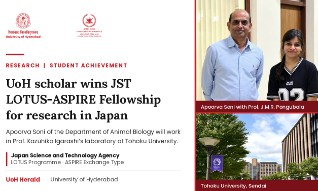 Research Scholar Apoorva Soni selected for JST LOTUS-ASPIRE Fellowship